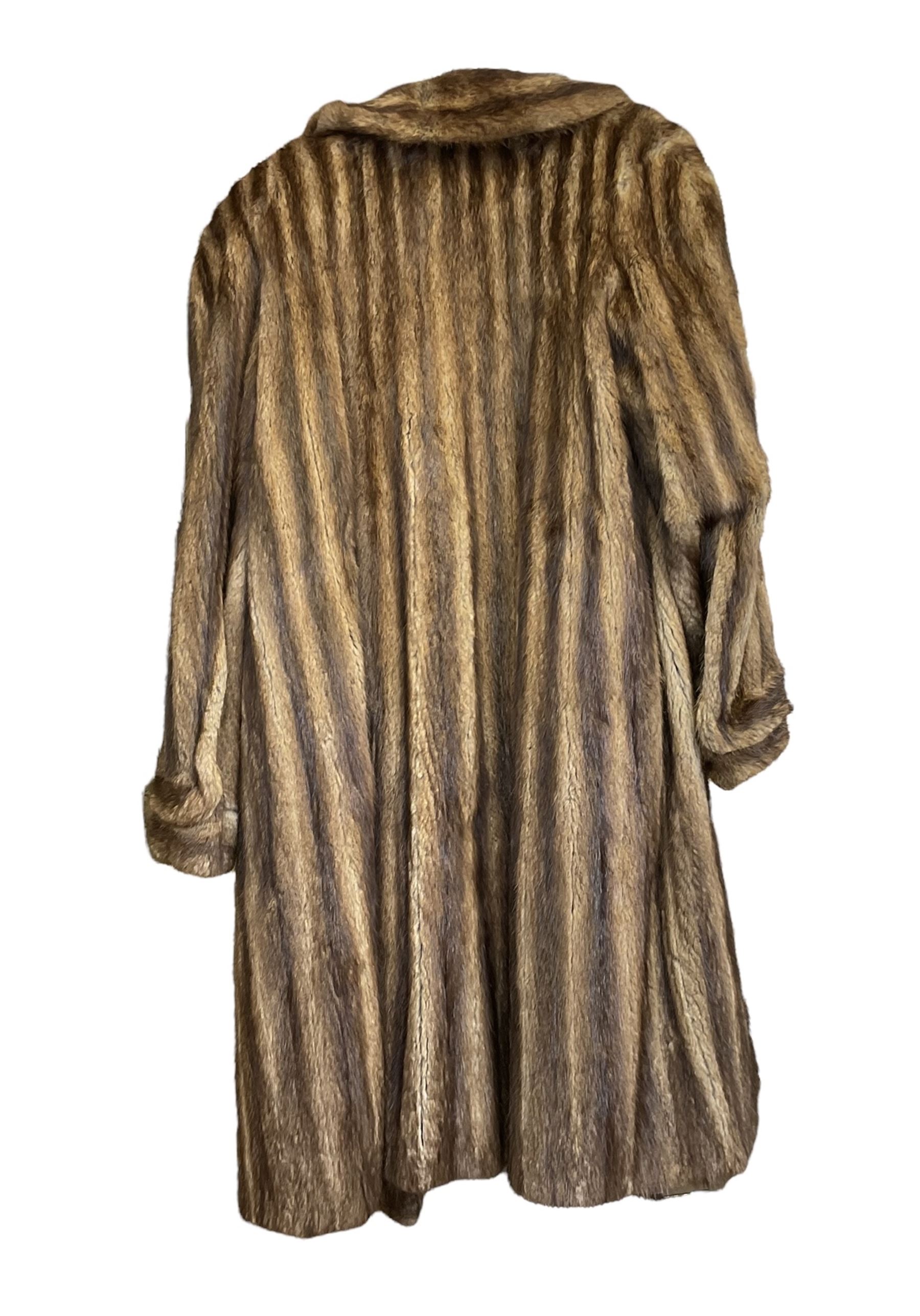 Full length ladies Musquash fur coat, lined, approx size medium / 10-12