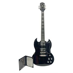  2015 Epiphone limited edition Tony Iommi signature SG Custom electric guitar, serial no.1506201270, L101cm; in cardboard delivery box with authenticity folder containing certificate and photograph of Iommi.