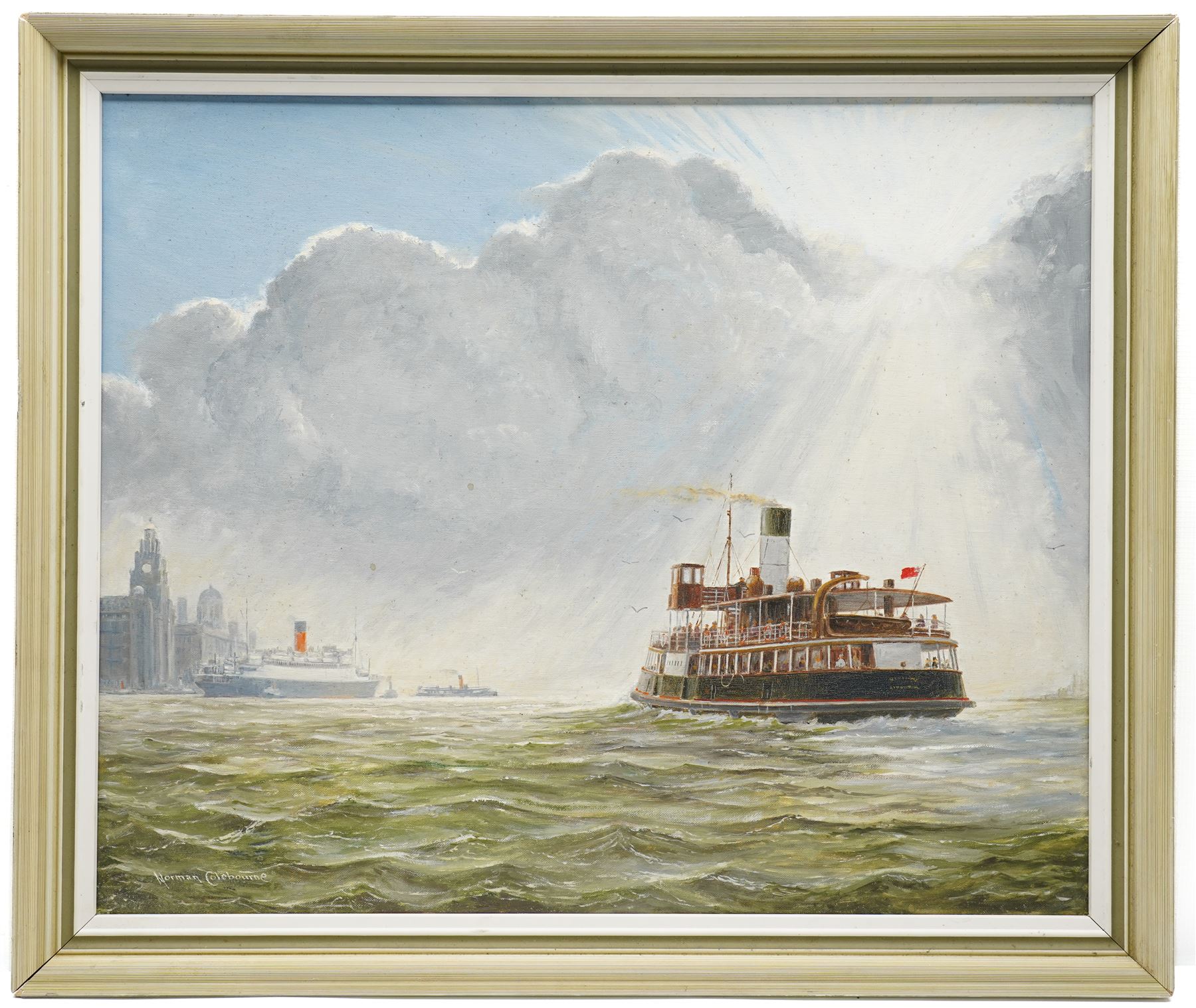Norman Colebourne (British 1908-1992): 'December Sunshine' Off Liverpool, oil on board signed, titled on label verso 49cm x 59cm
Provenance: Exh. Wallasey Arts Society