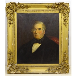  English School (19th/early 20th century): Portrait of a Gentleman, oil on canvas signed with initials J.E.W 59cm x 49cm  
