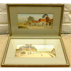 William Henry Hall (British 1812-1880): Rural Cottage, watercolour signed and dated '85, 11cm x 16cm; Alfred Durham: Village Scenes, pair watercolours signed and dated '06, 10cm x 23cm (3)