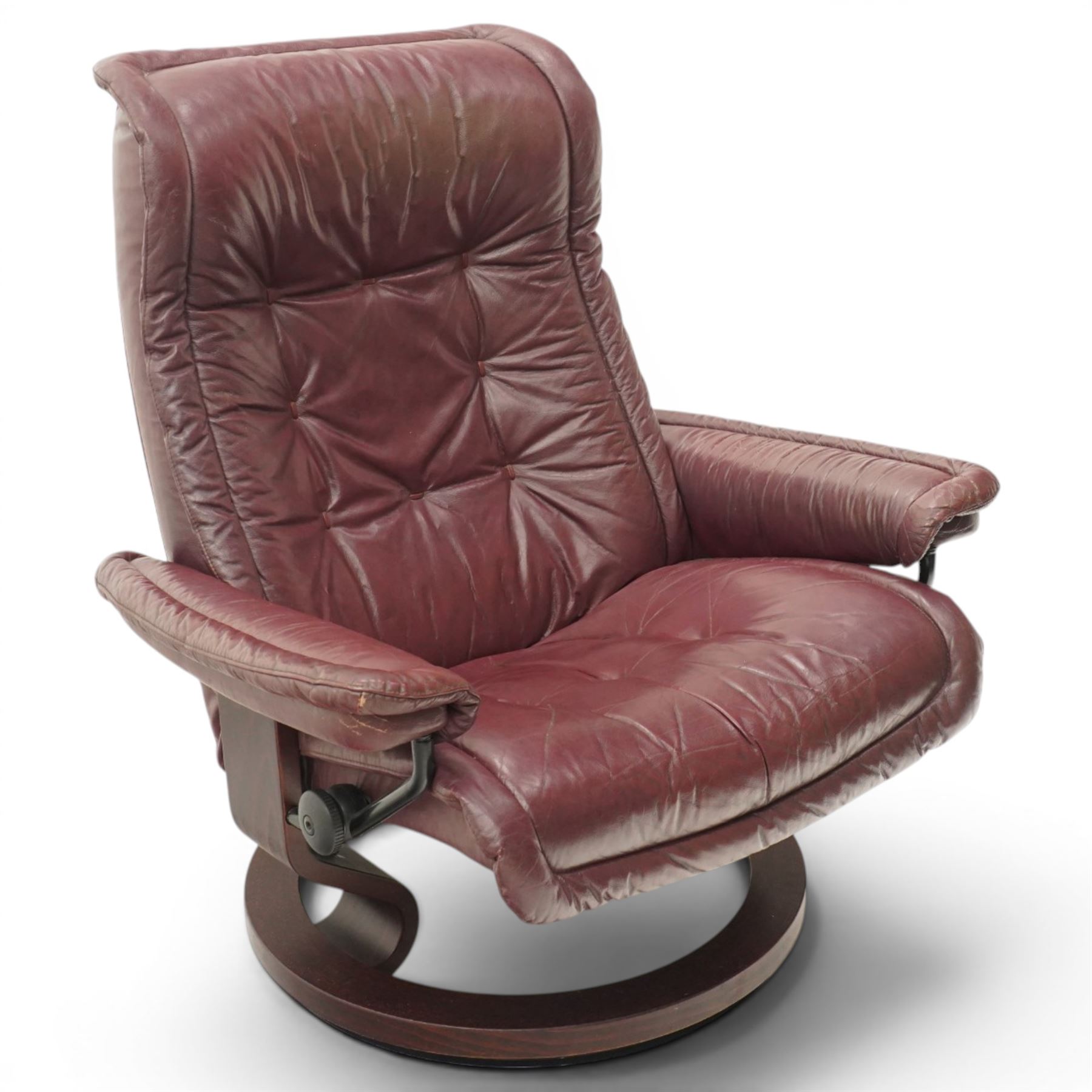 Ekornes - Stressless burgundy reclining and swivelling armchair