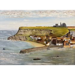 Jamie (British Contemporary): Tate Hill Pier Whitby, oil on canvas signed and dated 2001, 59cm x 79cm