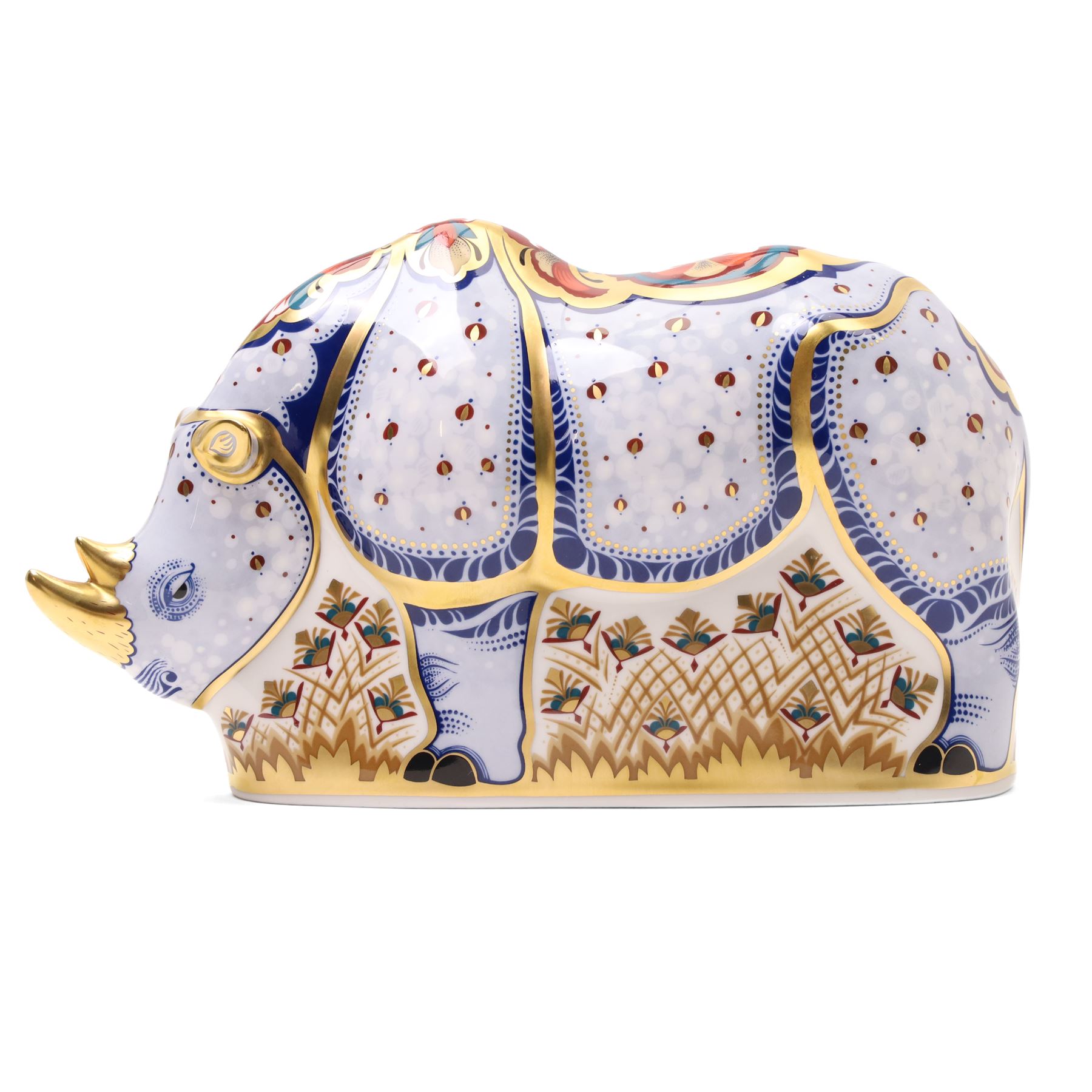 Royal Crown Derby  White Rhino paperweight from the Endangered Species series, gold stopper, limited edition commissioned by Sinclairs 177/1000 with certificate