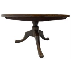 19th century mahogany low occasional or coffee table, circular tilt-top over tripod base