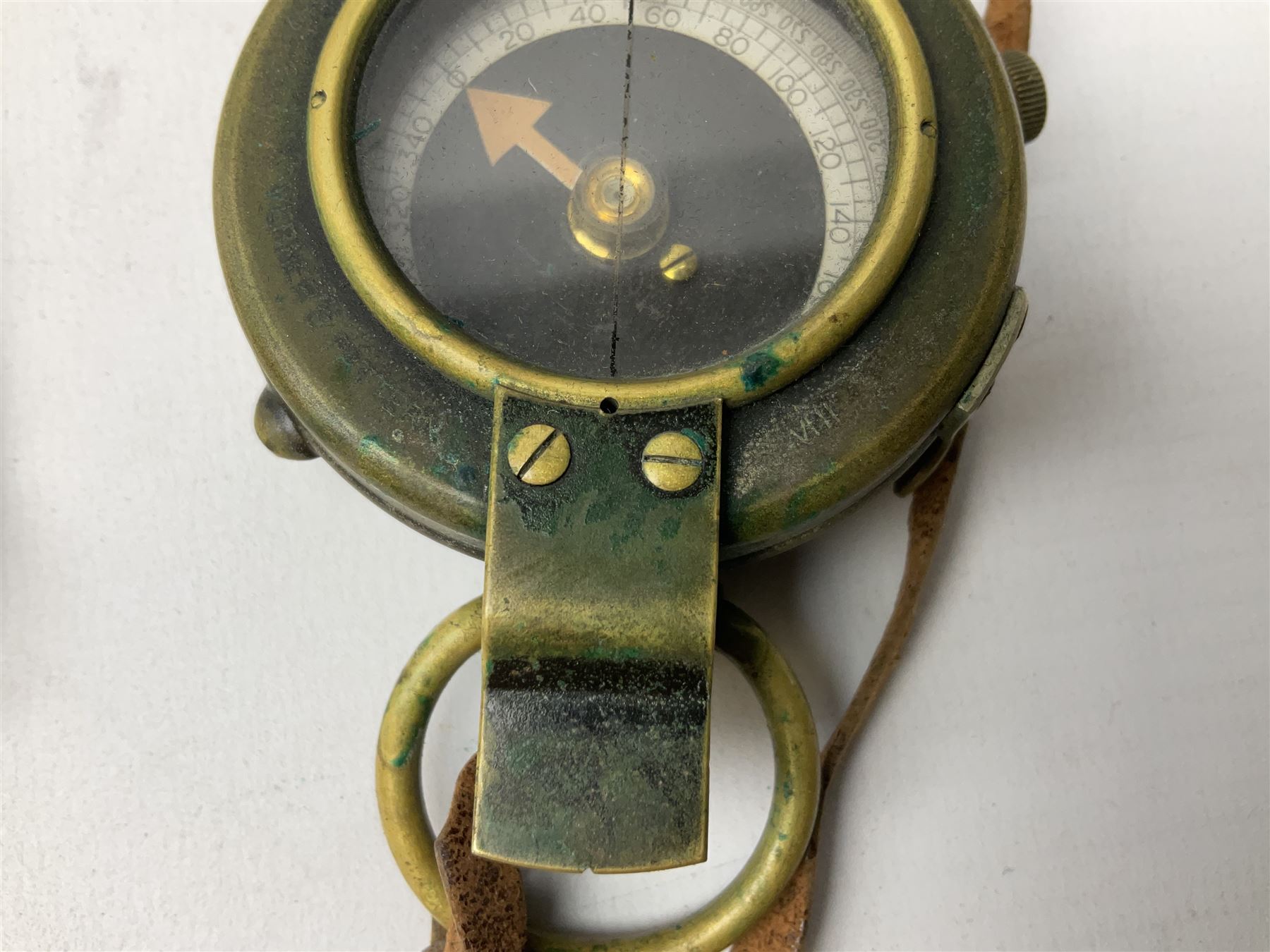 Two WW1 verniers pattern marching compasses, one dated 1917 in leather case impressed French & Son with manuscript details Major I.R. Edwards Mon. Regt., the other inscribed J.H. Steward 1903 in leather case with manuscript details G.L. Stirling Barnsley; four WW1 linen backed folding maps of Palestine and Telfit; another WW2 map of Swansea and Aberdare; and quantity of military and other postcards