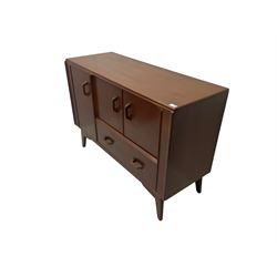 G-Plan - 'Brandon' oak sideboard, fitted with single cupboard and double cupboard over single drawer, raised on splayed tapered supports