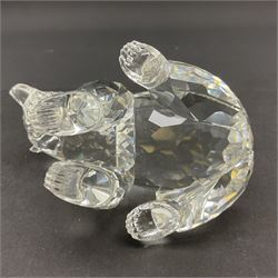 Swarovski Crystal grizzly bear family group, comprising adult and cub, tallest H8cm
