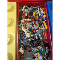 Collection of loose Lego, contained in three stackable Lego brick boxes