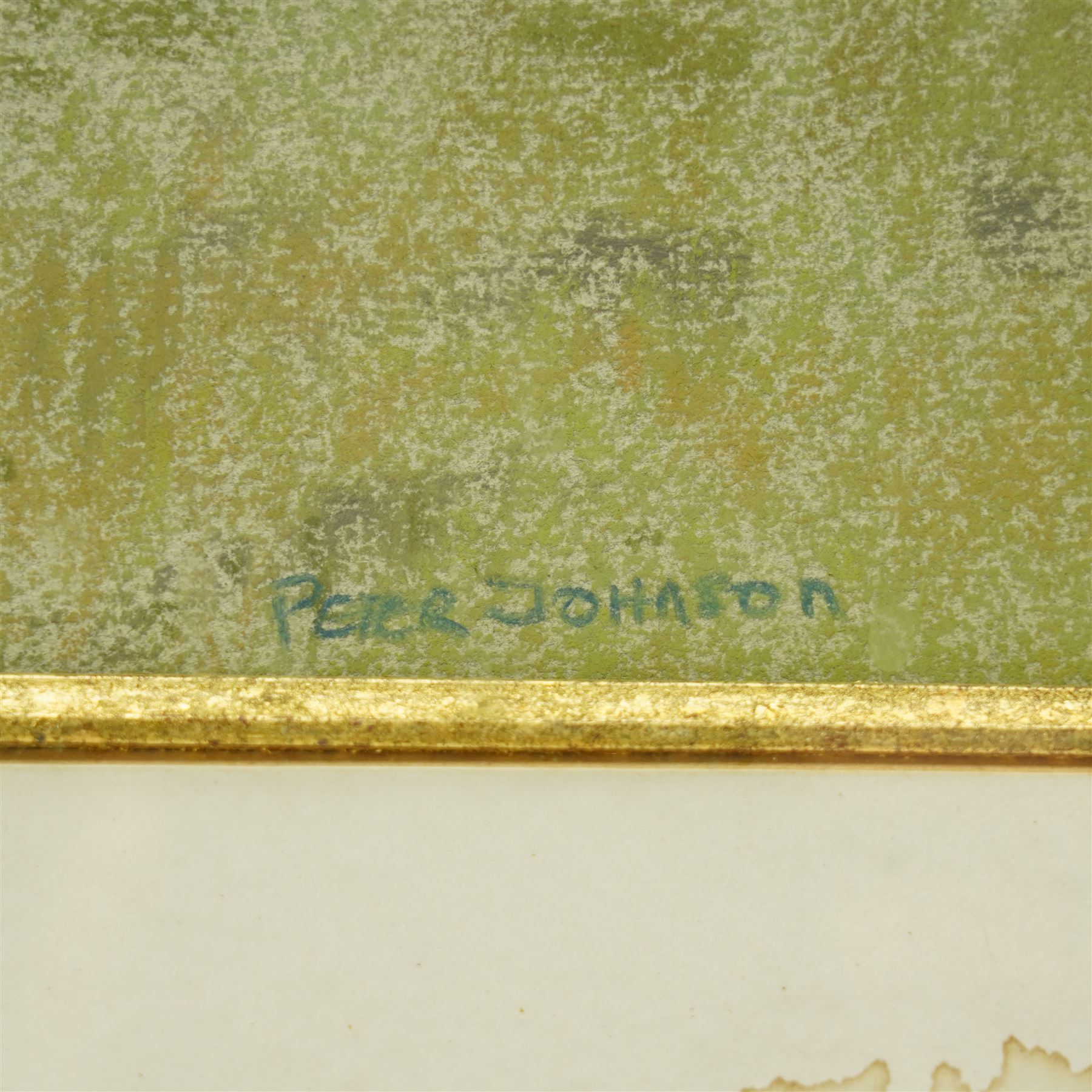 Peter Johnson (British 20th century): Stormy Skies over Pastoral Fields, pastel signed 34cm x 46cm