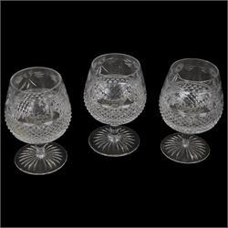 Set of six Stuart Crystal Beaconsfield pattern brandy glasses and set of six sherry glasses