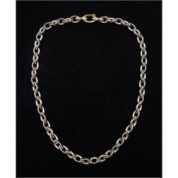 18ct white and yellow gold marquise shaped link necklace, Birmingham import marks 2002, approx 33gm