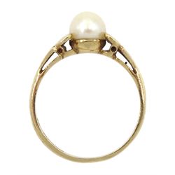 9ct gold single stone pearl ring, hallmarked