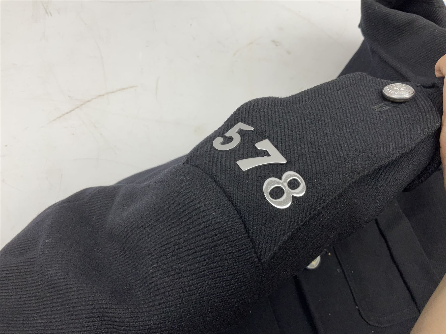 Hull City Police - vintage tunic with matching cape, collar no.H460; another tunic with WW2 medal ribbon bar; early sergeant's tunic; and later sergeant's tunic (5)