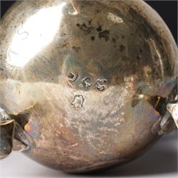 George III silver cream jug with crimped rim and scroll handle, Victorian silver cream jug with embossed decoration Birmingham 1888 and three silver golf spoons Birmingham 1961