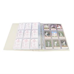 Collection of Edwardian and later Cricket related trading and cigarette cards, including complete set of fifty 1908 Will's Cigarettes Cards, fifteen 1922 The Boys Realm Famous Cricketers cards, part set of 1926 Players Cricketers Caricatures by RIP,  full set of sixteen 1958 Master Cricketing Series New Zealand, complete set of twenty five 1953 Mornflake Test Cricketers, etc, housed in three albums