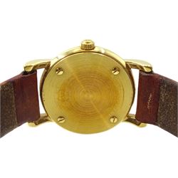 Tissot 1853 ladies 18ct gold quartz wristwatch, hallmarked, on original tan leather strap