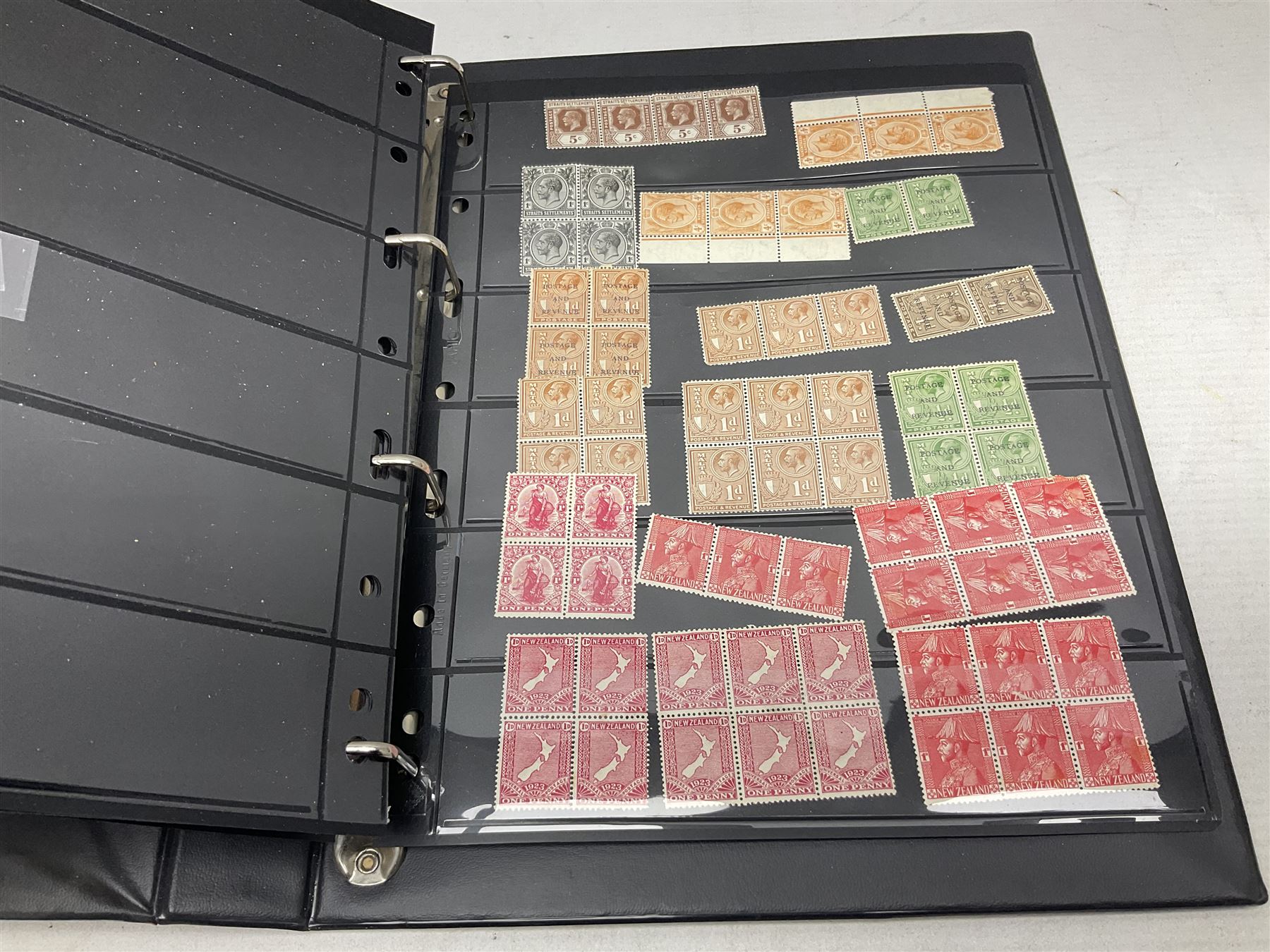 Stamps including various King George VI 12th May 1937 coronation, various 8th June 1946 Victory, various 1923-1948 Silver Wedding, Turks and Caicos Islands 'Raking Salt' mint marginal blocks of four etc, housed in two ring binder folders