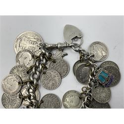 Queen Victorian 1891 crown, 1898 half crown, silver coin ring, silver coin bracelet etc