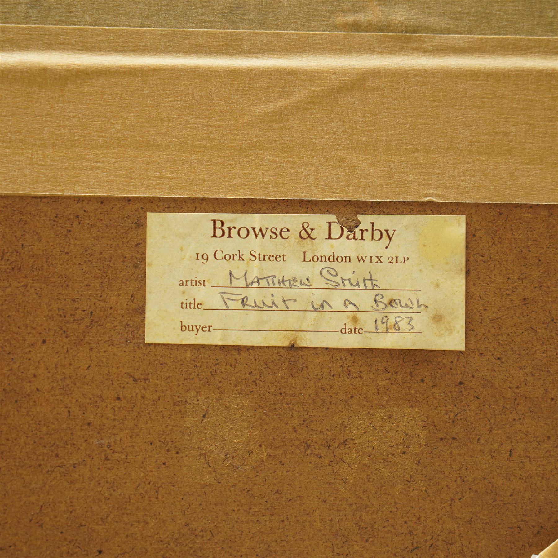 Sir Matthew Smith (British 1879-1959): 'Still Life with Fruit in a Bowl', coloured crayon and pastel unsigned, titled and dated c.1930 on gallery labels verso 34cm x 49cm
Provenance: exh. Browse & Darby, Cork Street, London