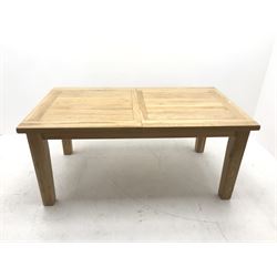 Light oak extending dining table, square tapering supports
