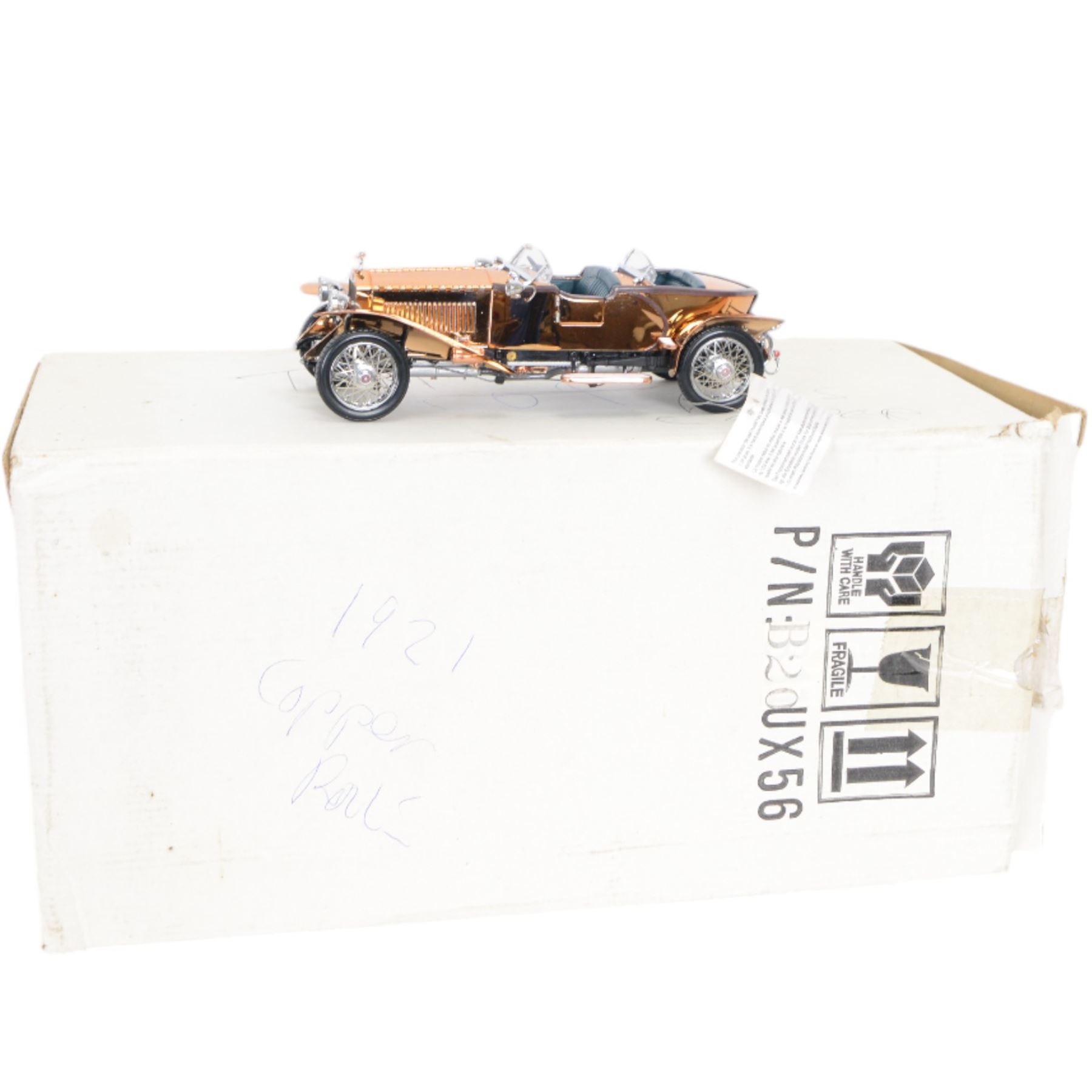 Five Franklin Mint 1:24 scale model cars, comprising 1935 Mercedes Benz 770K, 1912 Packard Victoria Model 1-48, 1930 Bugatti Royale Coupe Napoleon, 1929 Bentley 4.5 Litre Blower and 1934 Packard Convertible Sedan, all in original packaging with certificates