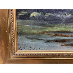 Henry Hadfield Cubley (British 1858-1934): 'Mussel Gatherers - Whitby', oil on canvas signed, titled and dated 1919 verso 44cm x 59cm