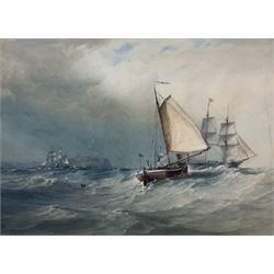 Arthur Wilde Parsons (British 1854-1931): 'A Fresh Breeze Off Scarborough', watercolour with scratching out signed and dated 1888, original title label verso 75cm x 105cm