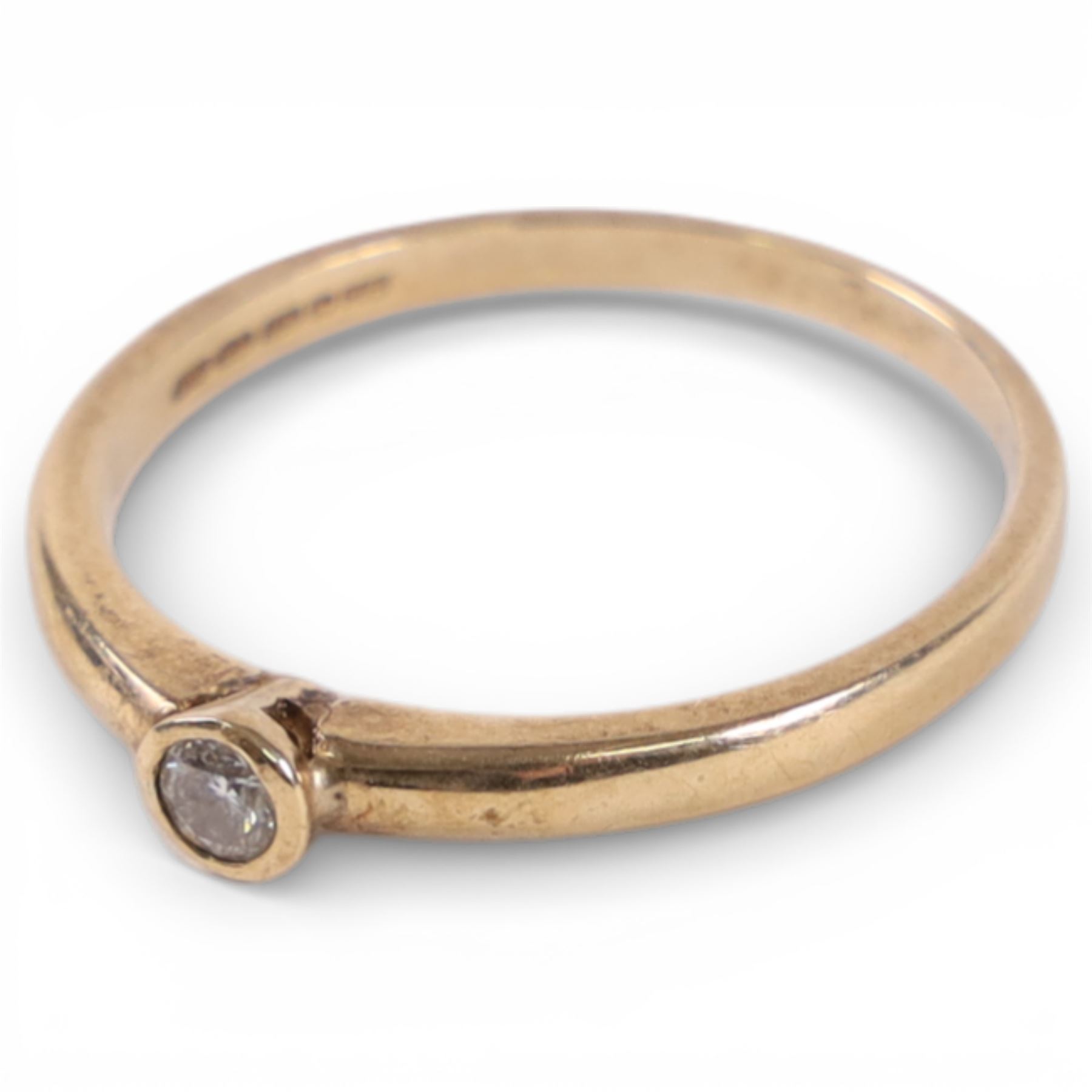 9ct gold single stone diamond ring, hallmarked