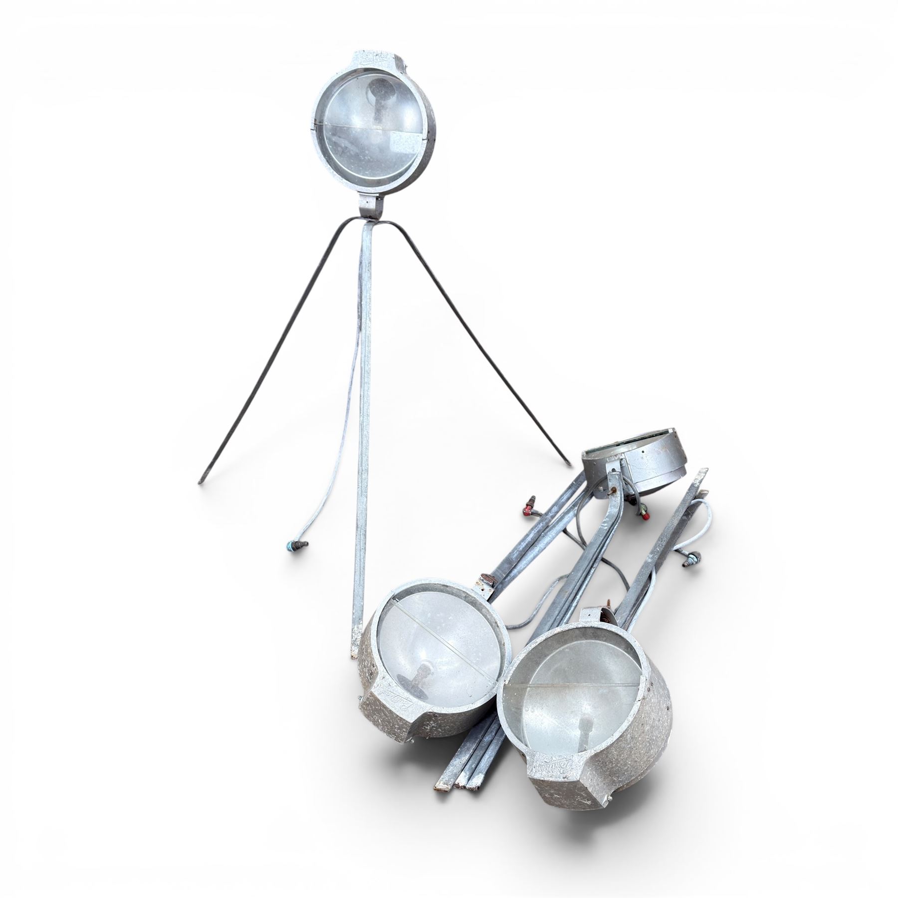 Bullfinch Lighting - collection of four gas floodlights on tripod bases (Large Stands)