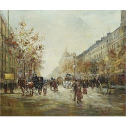 Dutch School (20th century): Parisian Street Scene, oil on canvas signed 'De Hooj' 50cm x 60cm