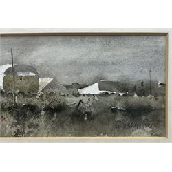 John Knapp-Fisher (British 1931-2015): 'Bank House Farm', watercolour signed and dated 1970, titled verso 10.5cm x 47cm