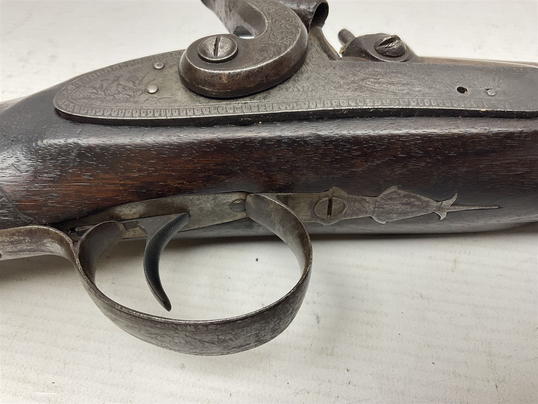 19th century take down 'cripple stopper' single barrel percussion gun, removable walnut stock with bayonet style fitting, chequered grip and fore-end, approximately 8-bore, the 59.5cm (23