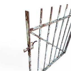 19th century wrought iron hand gate, with hinge loops and latch, in rustic white finish