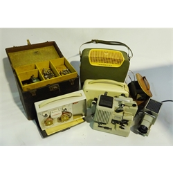  American Sewhandy electric sewing machine, boxed, two cased Grundig reel-to-reel tape recorders, two slide projectors, Eumig cine projector etc  