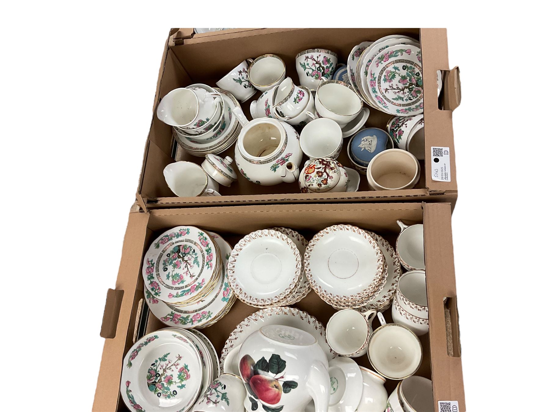 Collection of ceramics including Duchess Indian tree pattern, Wedgwood jasperware and other collectables, in four boxes  