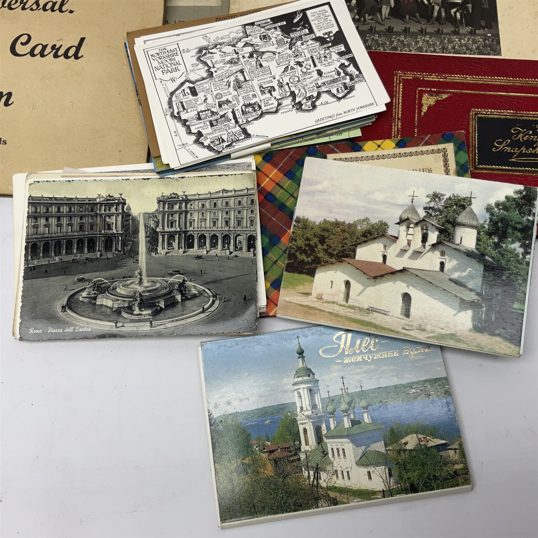 Two albums of cigarette cards, including Carreras Alice in Wonderland examples, together with vintage greetings cards, postcards, theatre stills, etc