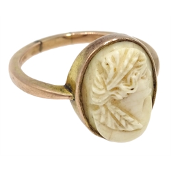  Early 20th century 9ct rose gold (tested) ivory cameo ring  