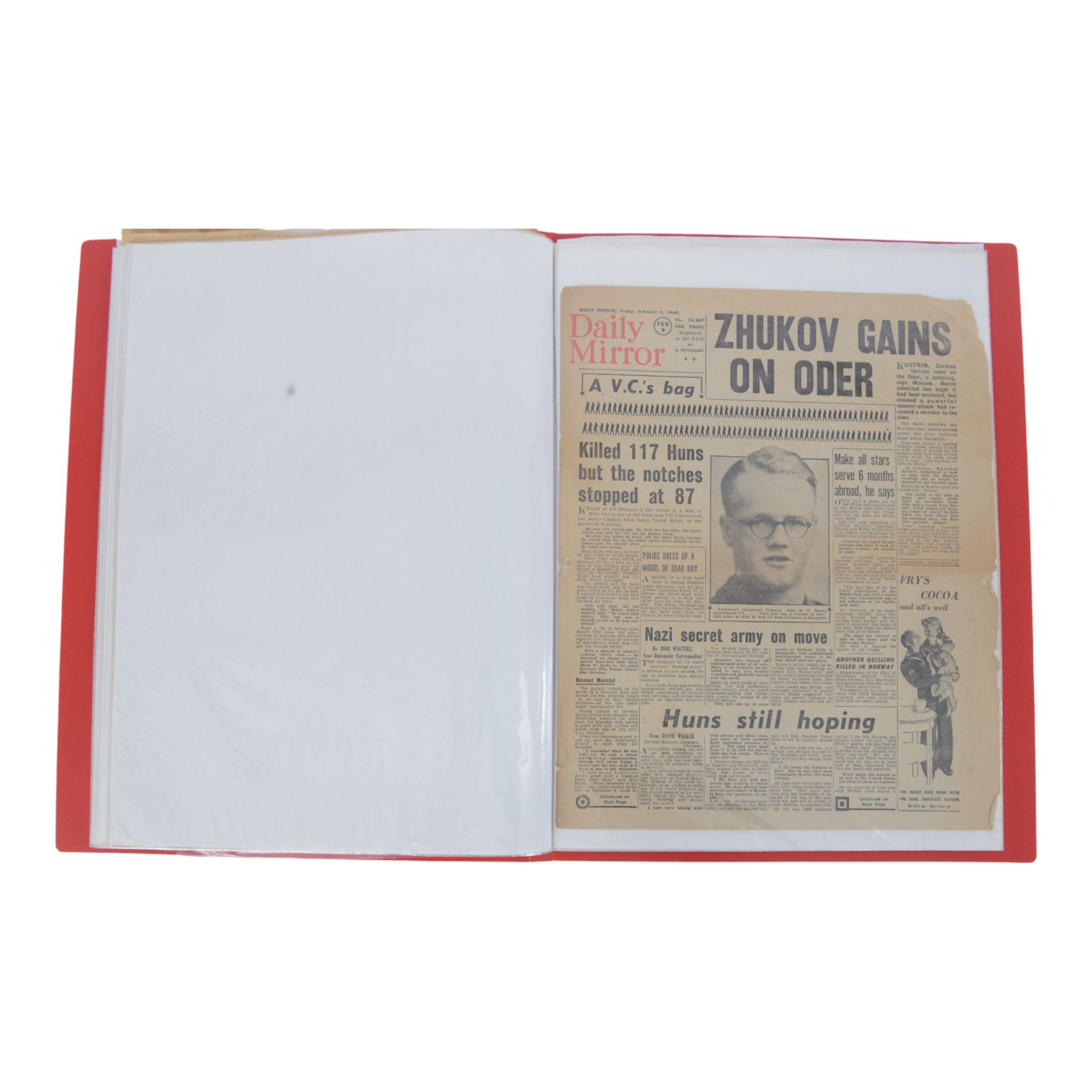 WWII collection of fourteen magazines from British Newspapers 1942-1945 contained in presentation folder 
