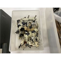 Large quantity of playworn 1950s Britains and other lead figures including farm and zoo animals, horse drawn carts, fencing etc