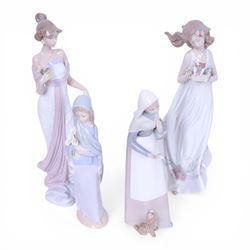 Four Lladro figures, comprising Summer Infatuation 6366, Butterfly Treasures 6777, Girl with Calla Lilies 4650 and Shepherdess with Dog 1034