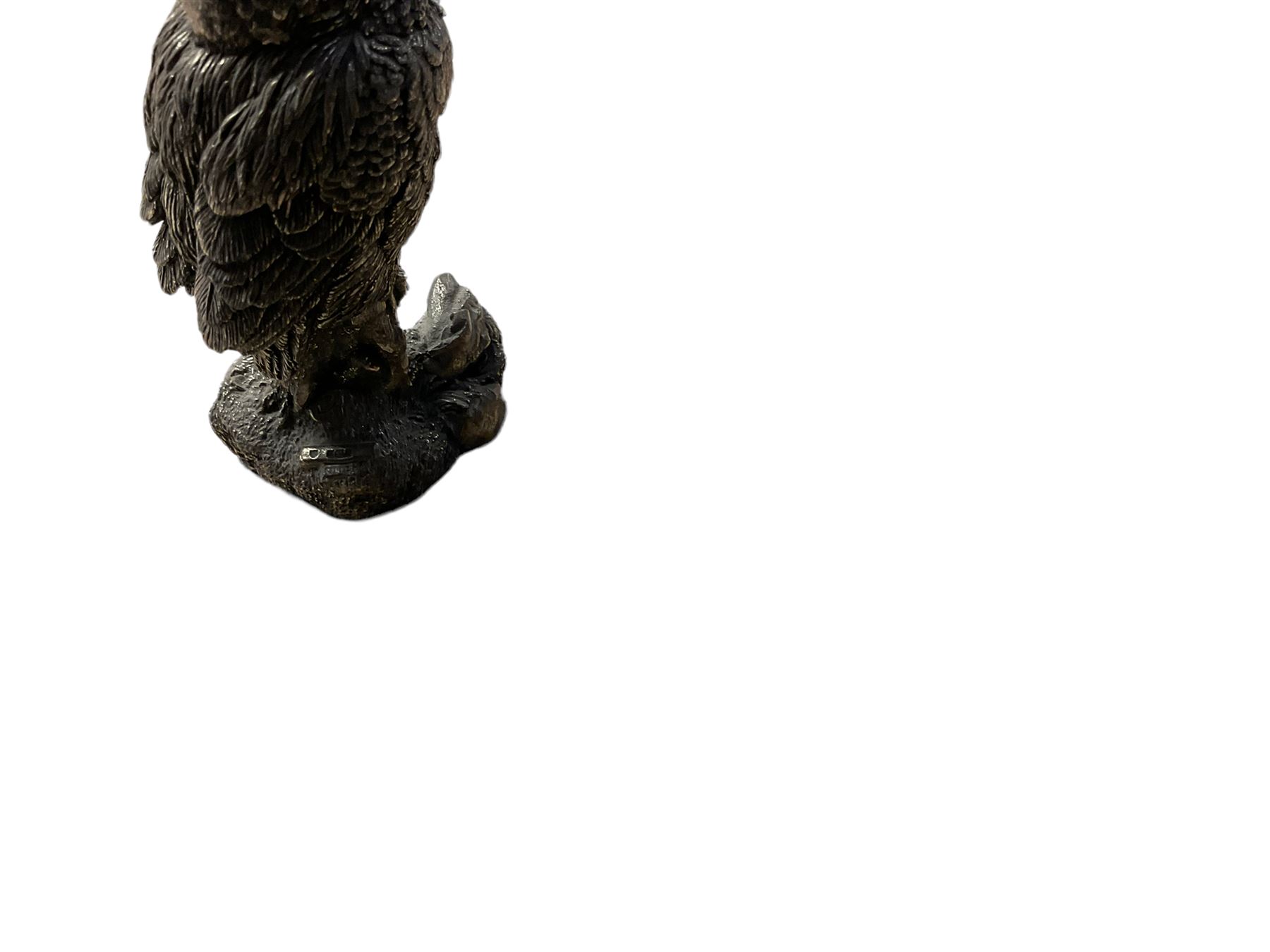 Filled silver kingfisher model with black eyes, hallmarked, H9cm