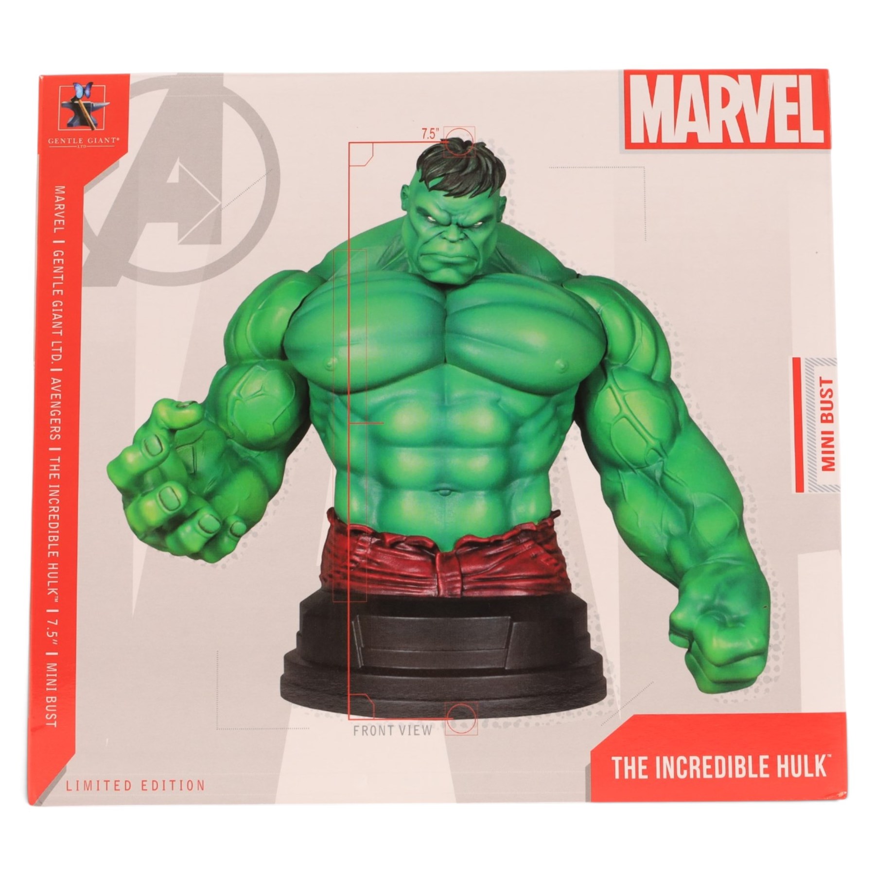 Three limited edition Gentle Giant The Hulk mini busts, comprising The Avengers Hulk, The Incredible Hulk and Red Hulk, all boxed