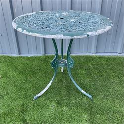 Green painted aluminium garden table  - THIS LOT IS TO BE COLLECTED BY APPOINTMENT FROM DUGGLEBY STORAGE, GREAT HILL, EASTFIELD, SCARBOROUGH, YO11 3TX