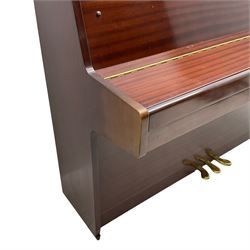 Offenbach - mid-20th century Sapele Mahogany cased upright piano, overstrung iron movement, with stool