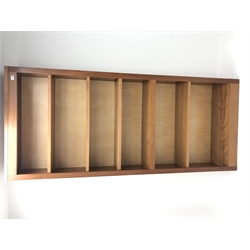  Cherry wood open bookcase, four adjustable shelves, plinth base, W92cm, H215cm, D31cm  