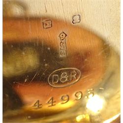 9ct gold open face ladies keyless lever fob watch, London import marks 1912 and one other 9ct rose gold open face ladies keyless pocket watches, Glasgow import marks 1913?, both with gilt dials and Roman numerals   