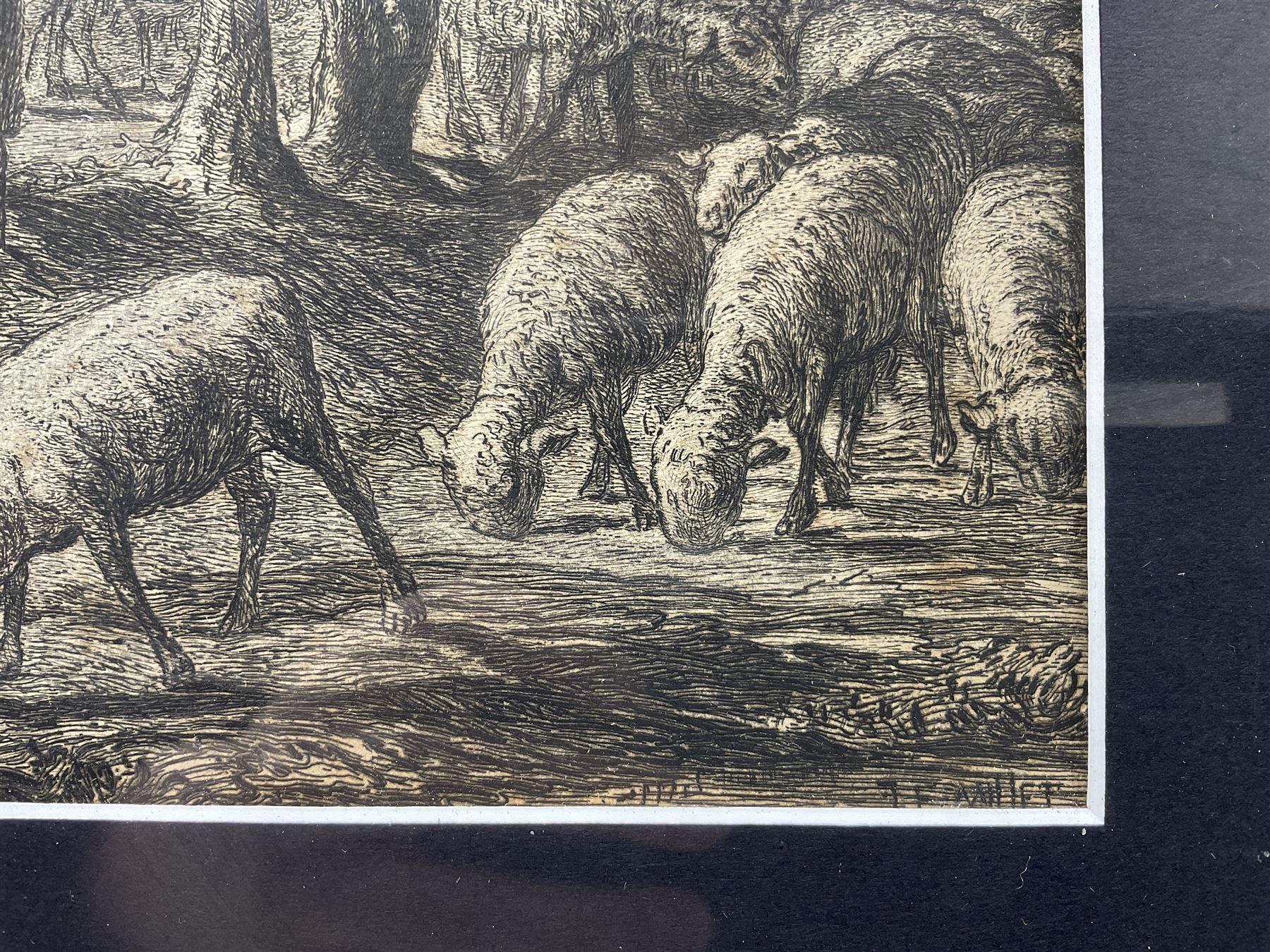 Jean-François Millet (French 1814-1875): Shepherdess and Her Flock in the Shade of Trees, etching c.1854/55 signed in the plate 24cm x 18.5cm
Provenance: private collection, purchased David Duggleby Ltd 18th June 2021 Lot 170