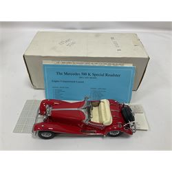 Franklin Mint - three 1:24 scale die-cast precision models of cars comprising 1992 Rolls-Royce Corniche VI, 1988 Corvette, and 1935 Mercedes Benz 500k Special Roadster; all boxed with original packaging (3)