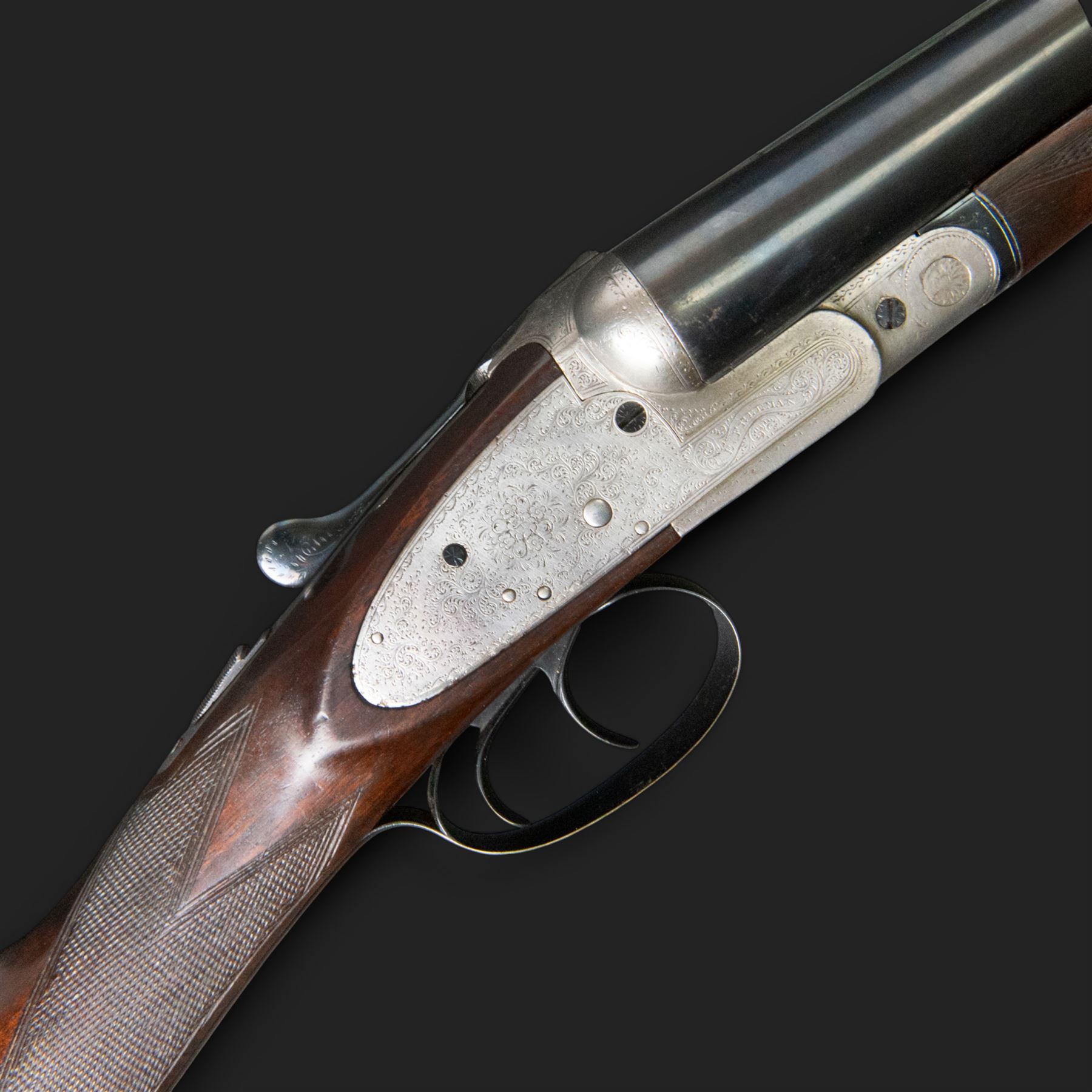 E Freeman, 12 bore double trigger sidelock, side by side shotgun, 71cm (28